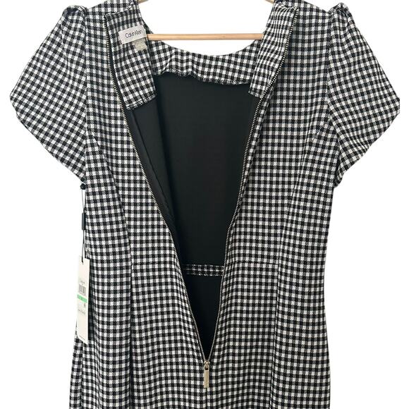 NWTs Calvin Klein Houndstooth Tulip Sleeve Mermaid Skirt Workwear Dress (8) - Picture 10 of 16